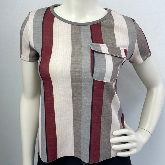 Zara Tops - Zara Printed Stripe Top in Scuba fabric w/ Front Pocket